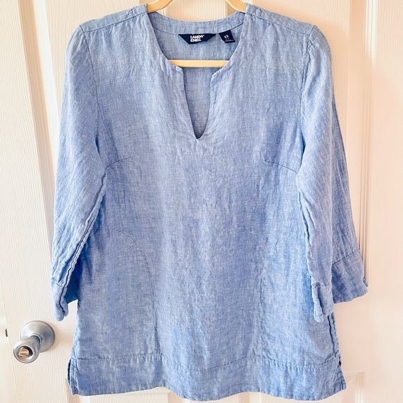 Lands' End Tops - Lands End Blue linen tunic top Size XS Excellent used condition
